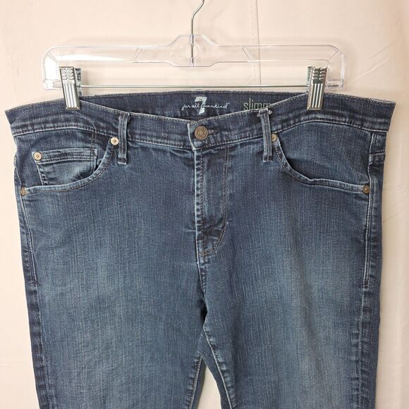 7 For All Mankind Men’s 36x31 Slimmy Blue Jeans Dark Wash Stretch Distressed - Picture 5 of 12